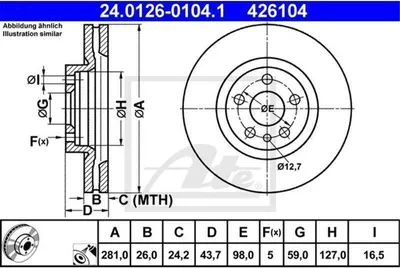 Zdjęcie produktu dla Tarcza Hamulcowa Citroen Przód Evasion/Jumpy 1,6-2,0 94-06