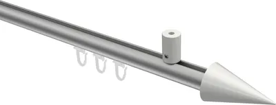 Produktbild von Interdeco Innenlaufstange / Gardinenstange mit Innenlauf Silbergrau / Weiß, Typ Sonius Savio (Kegel) Deckenmontage, 20 mm Ø 1-läufig, 100 cm