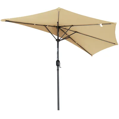 Produktbild von Angel Living 250cm Halbrund Sonnenschirm, Marktschirm,Terrassenschirm mit Kurbel für Garten,Terrassen,Höfe,Schwimmbäder,mit UV-Schutz 40+,Beige