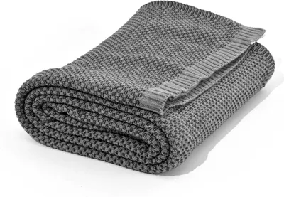 Produktbild von nielsen HOME Wohndecke Akira gestrickt, 150x200 cm, Dunkelgrau / Hellgrau, 100% Baumwolle, Strick, ® Standard 100