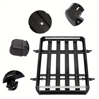 Immagine prodotto di Portapacchi da tetto in alluminio – Portapacchi per furgoni – Portapacchi – Barre portatutto – Cesto portacarico universale per tetto – Nero