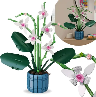Produktbild von Bausteine Orchidee, KOMPATIBEL MIT LEGO, BLUMEN im Topf, DIY-SET, 711 Teile, 6+