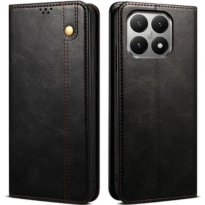 Image de Étui pour Xiaomi 15T, étui de protection en cuir à rabat avec fonction support, noir