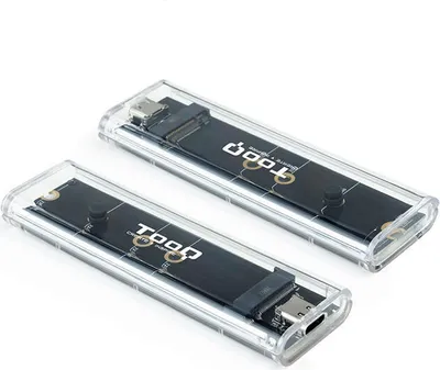 Produktbild von TooQ TQE-2200, SSD-Gehäuse, M.2, PCI Express, 10 Gbit/s, USB Anschluss, Transparent