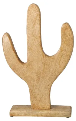 Imagen del producto de Decoración de madera con forma de cactus, diseño clásico, 37 cm – Madera de mango natural, H&L