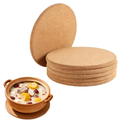 Produktbild von Famanu Untersetzer aus Kork, 6 Stück, rund, 19 cm, hitzebeständig