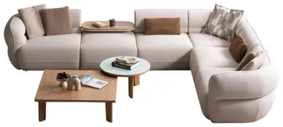 Immagine prodotto di Elegante set di divani angolari con tavolino da caffè ed elegante tavolino di servizio