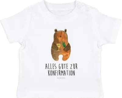Produktbild von Mr. & Mrs. Panda  T-Shirt Bär Konfirmation 0. - 6. Monat - Weiß - Geschenk, Babyshirt, Kirche, Baby Jerseyshirt, Gottesdienst, Organic Shirt, Teddy, Evangelisch, Top