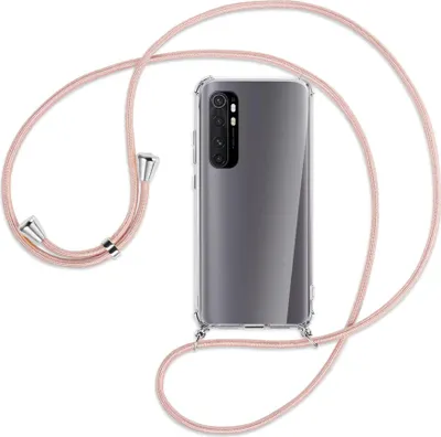 Produktbild von Handykette Backcover-Schutzhülle mit Band (Metall silberfarben) für Xiaomi Mi Note 10 Lite - roségold