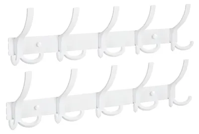 Productafbeelding van Elzusha - Kapstok Wandmontage met 15 Haken - Wit - Set van 2 Stuks
