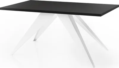 Produktbild von Esstisch Venus im Modern Still, Rechteckig Tisch - Ausziehbar von 160 cm bis 260 cm, Pulverbeschichtete Weiße Metallbeine - 160 x 90 cm - Schwarz