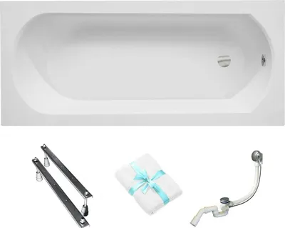 Produktbild von Aqua For You | Besco Badewanne Intrica - 170x75cm - Mit Syfon - Mit Füßen - Rechteckig