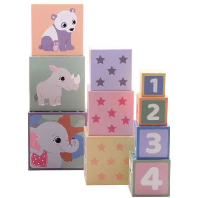 Produktbild von Blockturmpyramide Steckpuzzles The Wildies Family / Joueco