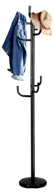 Produktbild von Kleiderständer mit 8 Haken, freistehender Garderobenständer aus Metall, 175 cm, schwarz