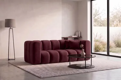 Zdjęcie produktu dla Sofa modułowa 2-osobowa, tkanina welwet Riviera, Burgundowy, GRAND, Obraz wygenerowany przez AI