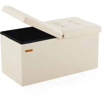 Image de Tabouret pliable avec rangement, 76 cm, couleur beige