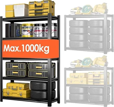 Image de Étagère métallique robuste, dimensions 183x90x40 cm, avec 5 étagères métalliques réglables | Étagère de stockage pour cave et atelier | Capacité de charge jusqu'à 1000 kg | Noir ?