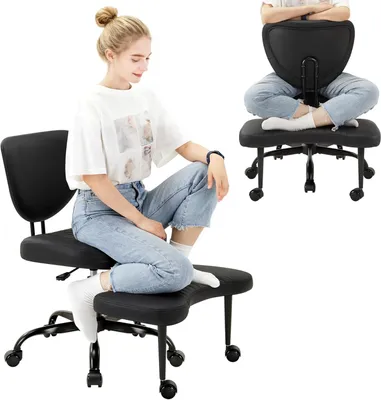 Produktbild von Bürostuhl mit Rollen – ADHS-Bürostuhl für Erwachsene – Meditationsstuhl – Höhenverstellbar – Kniestuhl
