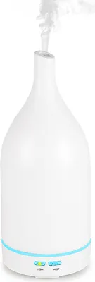Produktbild von Hyrican DT1502B Aroma Ultraschall Luftbefeuchter mit Keramikabdeckung, 100 ml, 7 Farben-LED-Beleuchtung, weiß