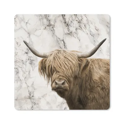 Produktbild von MuchoWow® Mauspad Mousepad Schottischer Highlander - Marmor - Tiere 30x30 cm - Mousepads - Maus Mat - Pad - Mausunterlage - Gaming