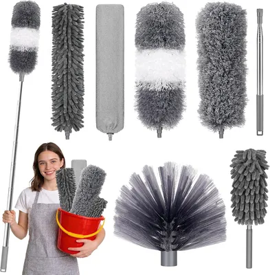 Produktbild von Staubwedel Set, 7-teilig, ausziehbar bis 250 cm, waschbar, für Deckenreinigung