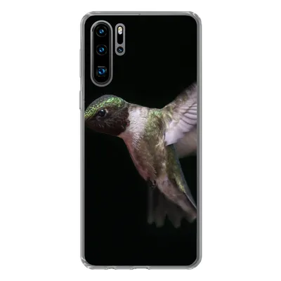 Produktbild von MuchoWow® Handyhülle Schutzhülle Hülle für Huawei P30 Pro Rubinkehl-Kolibri auf schwarzem Hintergrund Silikon Softcase Handy Hülle