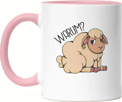 Produktbild von Warum Tier Essen Tasse Rosa Vegan Vegetarier Geschenkidee Plant-Based Tierwohl Süßes Schaf