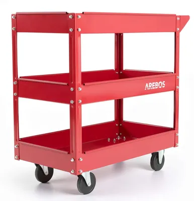 Zdjęcie produktu dla Wózek narzędziowy na kółkach - Warsztatowy - 3 półki - Do 120 kg - 2 kółka obrotowe