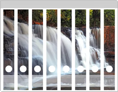 Produktbild von Wallario Ordnerrücken Sticker, selbstklebend für schmale Ordner, 8 Stück, Motiv Wasserfall  im  thailändischen  Regenwald