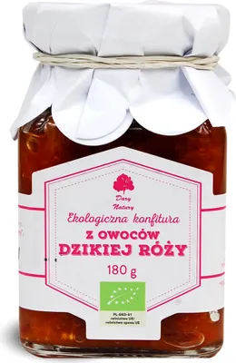 Zdjęcie produktu dla KONFITURA Z OWOCÓW DZIKIEJ RÓŻY180 g - DARY NATURY
