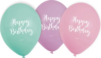 Produktbild von 6 Luftballons Happy Birthday Pastell
