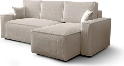 Produktbild von FEDVE Ecksofa Eldon L Form Sofa Schlaffunktion Bettkästen Sofagarnitur Seite Universal Creme (Poso 100)