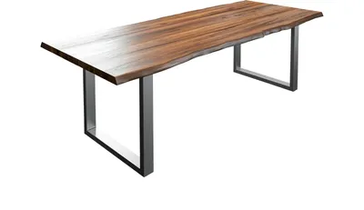 Produktbild von Esstisch Baumkante massiv Akazie nussbaum 220 x 100 silber LIAM