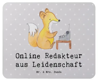 Produktbild von Mr. & Mrs. Panda Mouse Pad Online Redakteur Leidenschaft - Grau Pastell - Geschenk, Mousepad, mousematte, laptop, pc, Mauspad