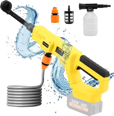 Produktbild von Akku Hochdruckreiniger 1000PSI mit Batterien, Mobile Akku-Hochdruckreiniger mit 6-In-1180° Drehbare Düse, Schaumsprüher, 5M Schlauch(Nur Werkzeug)