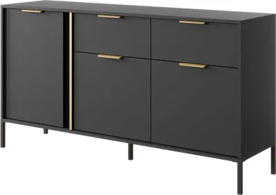 Produktbild von FURNLUX Sideboard Lars Black 153cm / Hauptfarbe: Schwarz / Abmessungen: 153 x 40 x 81 cm