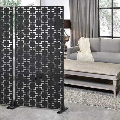 Image de Cloison 'Basciano' acier galvanisé 180 x 90 cm noir