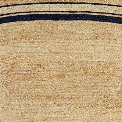 Obrázok produktu pre Jutový koberec 60 x 120 cm, oválny, ručne pletený, béžový s čiernou čiarou, do obývacej izby