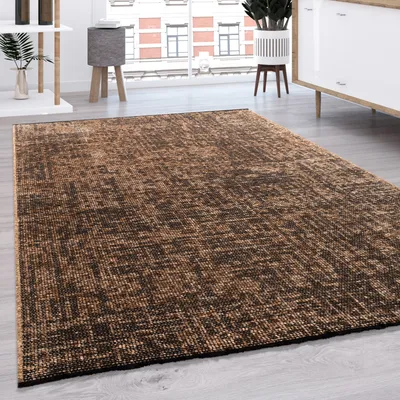 Image de Tapis de salon tissé à plat Motif sisal moderne Couleur unie Pastel Franges Dimensions 60 x 100 cm