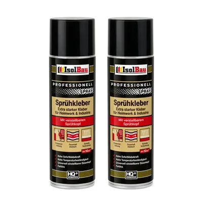 Produktbild von Isolbau Sprühkleber - 2 x 500 ml Extra starker Kleber für Heimwerk & Industrie - Klebe-Spray für Schaumstoff, Holz, Stoff, Leder, Filz uvm