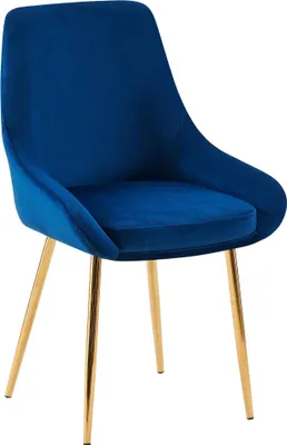 Immagine prodotto di Sedia da pranzo Elmira - velluto, oro - Blu scuro