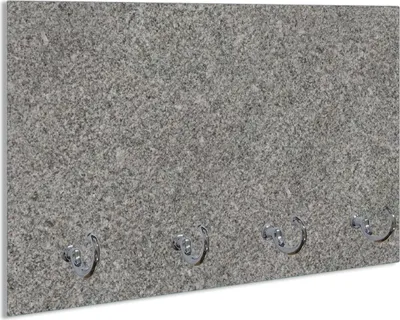 Produktbild von Wallario Schlüsselbrett aus Glas, Motiv: Muster grauer Marmor Optik -Granit - marmoriert, 30 x 20 cm mit 4 Haken