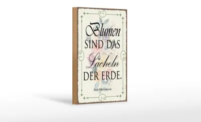 Produktbild von Holzschild Spruch 12x18cm Blumen sind das Lächeln der Erde