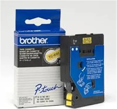 Produktbild von Brother TC-691 Etiketten erstellendes Band Schwarz auf gelb