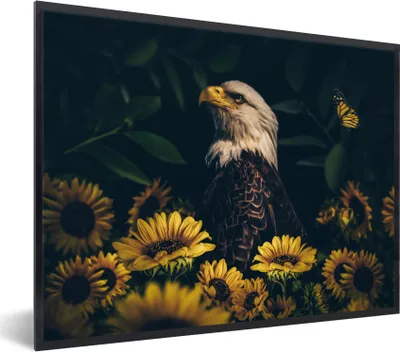 Produktbild von MuchoWow® Gerahmtes Poster Adler - Gelb - Blumen - Botanisch 40x30 cm - Poster mit Schwarzem Bilderrahmen Wandposter Rahmen Foto Bilder - Kunstposter - Wanddekorationen
