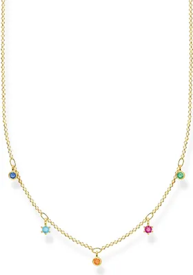 Produktbild von Thomas Sabo KE2071-488-7 Halskette mit Anhänger Farbige Steine Silber Vergoldet