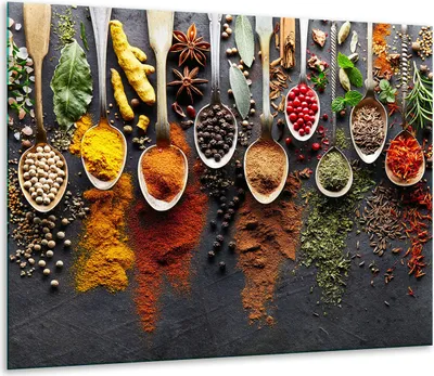 Produktbild von Herdabdeckplatten Glaskeramikfeldabdeckung Spritzschutz Glas 60x52cm Gewürze