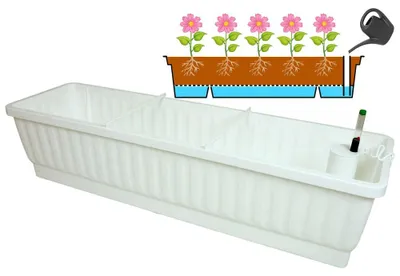 Produktbild von XXL Blumenkasten mit Bew. Venezia 80 cm weiss