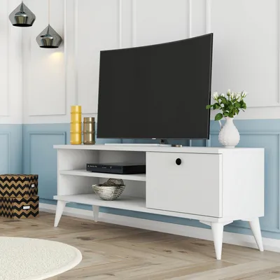 Obrázek produktu pro Skye Decor, Retro 1564, televizní stolek, bílý, 100 % MELAMINEM POVLÁKNĚNÁ DESKA, 120 x 29,5 x 44,6 cm