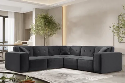 Produktbild von Ecksofa Designersofa CESINA in Stoff Perfect Harmony Anthrazit Seite Universal